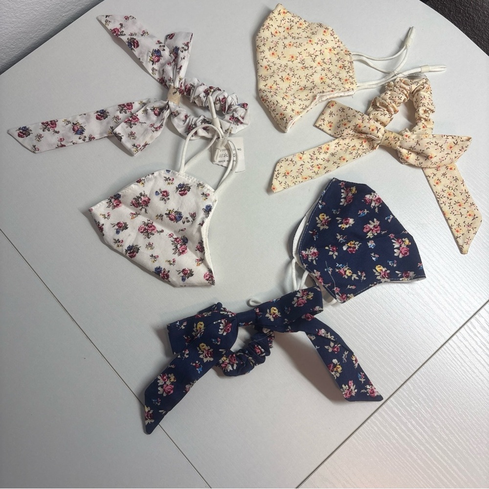 3-Free People Womens Floral Face Mask & Scrunchie O/S NEW